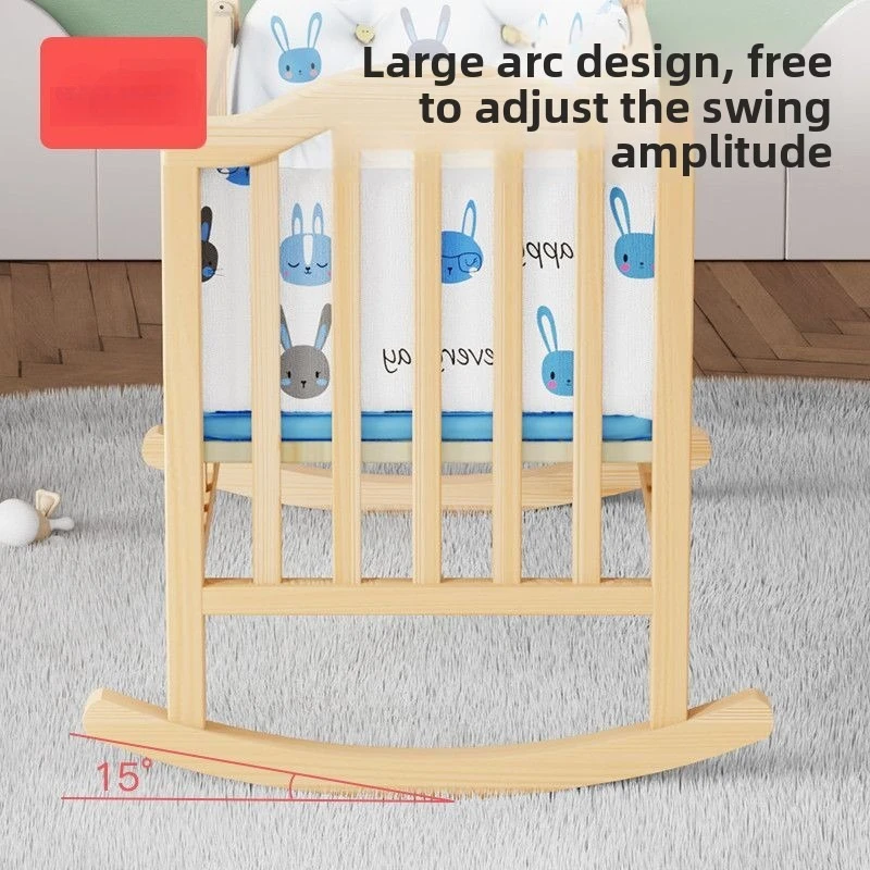 Crib Solid Wood Unpainted Multifunctional Splicing Large Bed Mobile Baby Cradle Newborn Children's Sleeping Bed