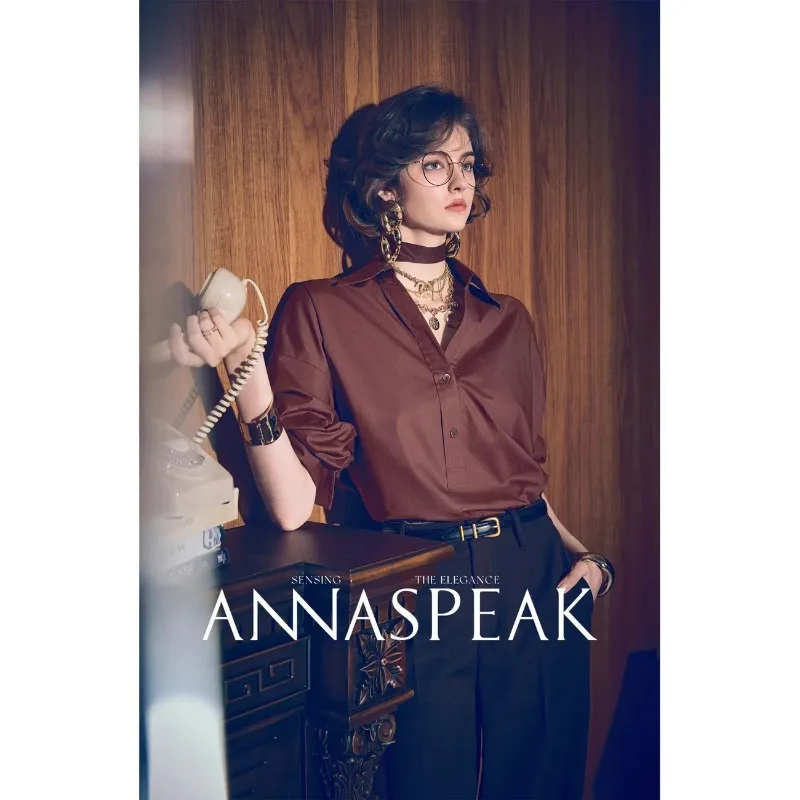 

2025 Autumn and Winter New Lapel Long Sleeve Shirt Solid Color Korean Style Button Splicing Ribbon Cardigan