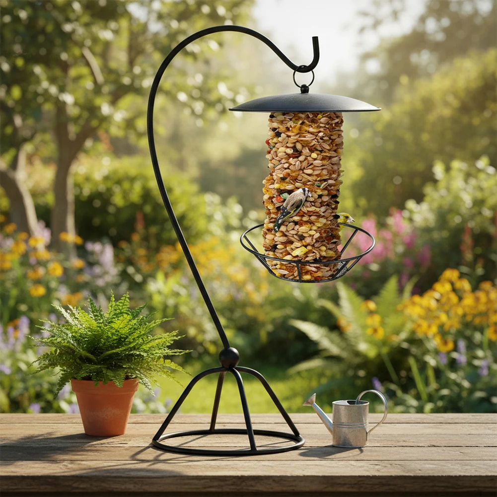 Metal Cylinder Bird Feeder for Wild Birds - Weather Resistant Suet Cake Holder with Protective Cover 6.2 x 9.6 x 2.4 Inches