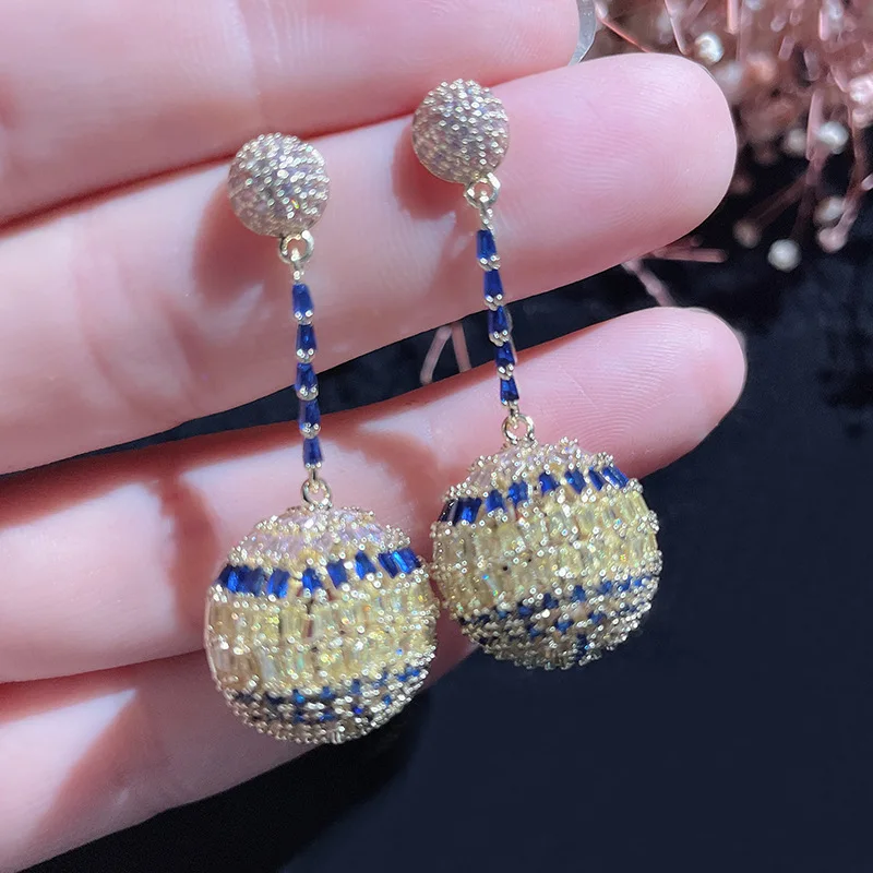 

Luxury Zircon Ball Pendant Earring for Women Fashion Dubai Indian Algeri Party Dress Dailry Jewelry boucle oreille femme luxe