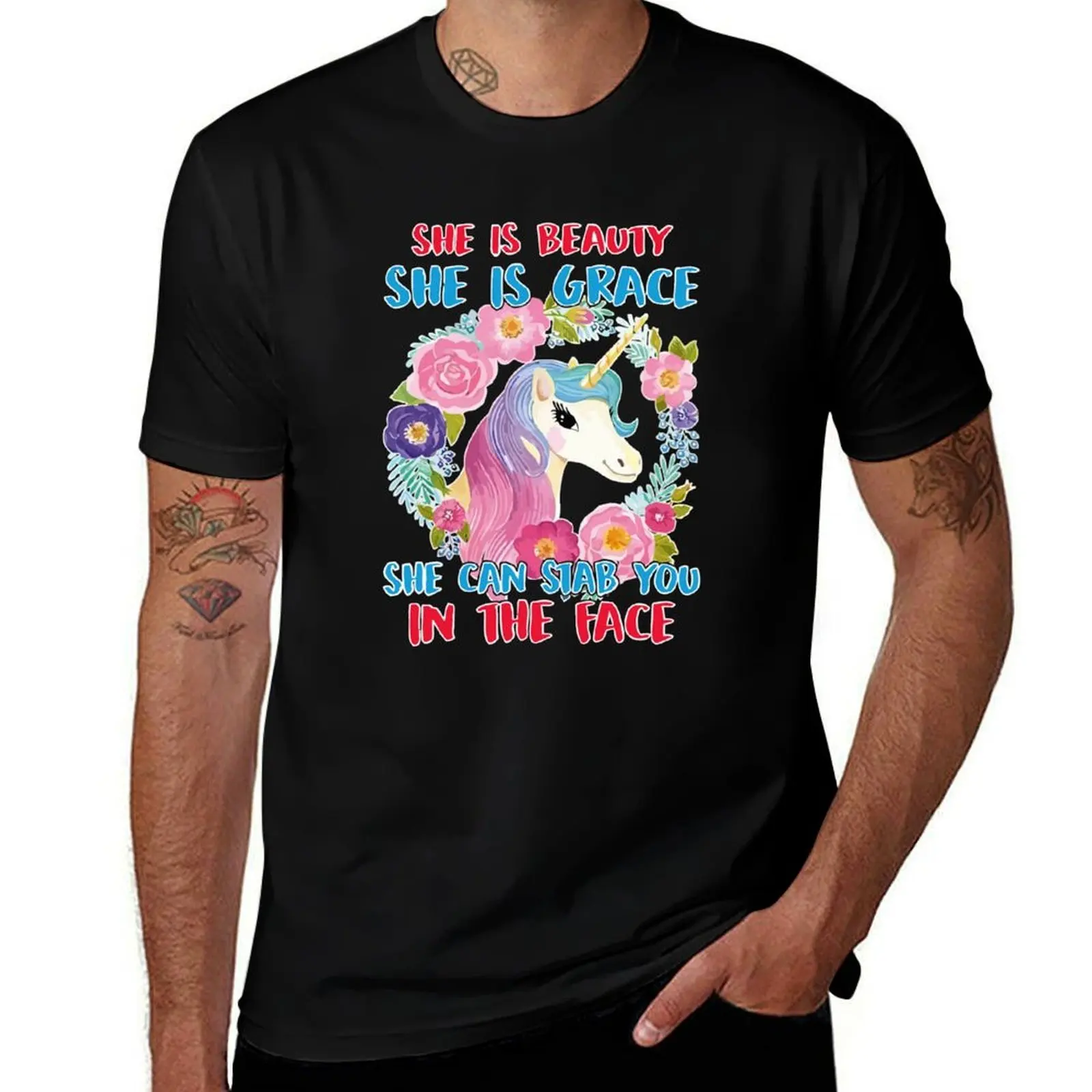 

She Is Beauty She Is Grace She Can Stab You T-Shirt Big and Tall Loose Fit T-Shirt