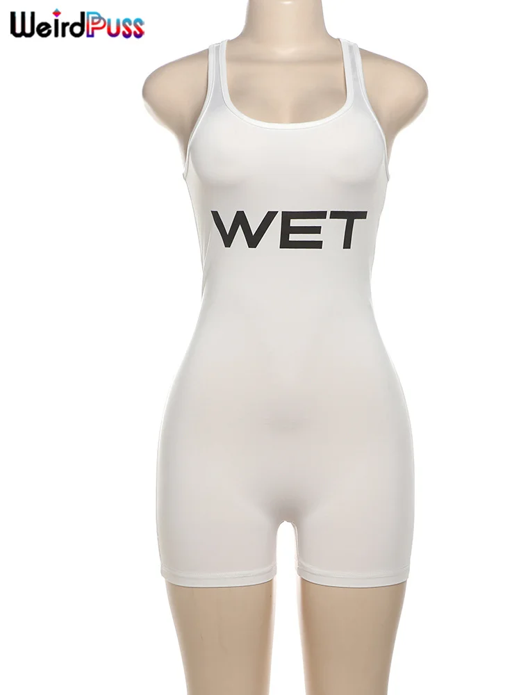 Barboteuse imprimée Weird Puss pour femme, col bas, sport, décontracté, activité de fibre commandée, combishort moulant, salopette courte