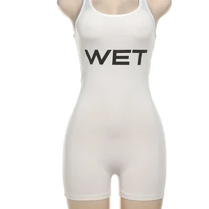 Strange Cat Letter Female Support, Skinny Tumps, Skinny Jumpsuit, Tight Short Jumpsuit, Stretching Activity, Low Casual Shop, Sports 6 Main Sales Short Jumpsuit - №1