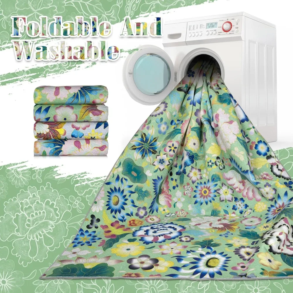 Soft and Lightweight 9x12 Floral Rugs, Washable and Stain Resistant, Ideal for Living Room, Bedroom, and Dining Area with Non-Sl