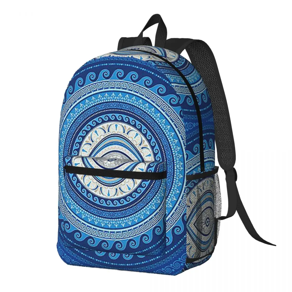Greek Mati Mataki Greek Evil Eye Ornament Backpack Daypack Large Capacity BookBag School Bag Shoulder Bags for Men Women