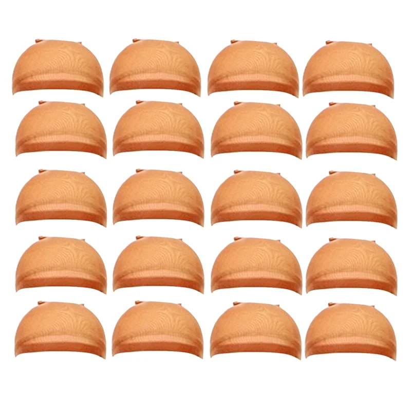 AB43-HD 가발 모자 스타킹 캡 투명 가발 모자 얇은 나일론 캡 다기능 편리한 헤드 커버 내구성, 브라운 20 Pcs