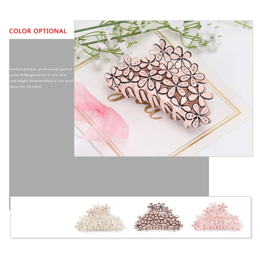 Fashion Hollow Design Flowers Hair Clamp Claw for Women Girls Cellulose Acetate Hair Accessory Ornament Jewelry, Ponytail Holder