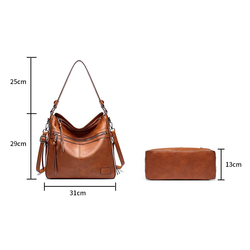 Conjunto de bolsa de couro composto para mulheres, bolsas de ombro, bolsa grande, Messenger Bag, monocromática, 2023, 2 pcs