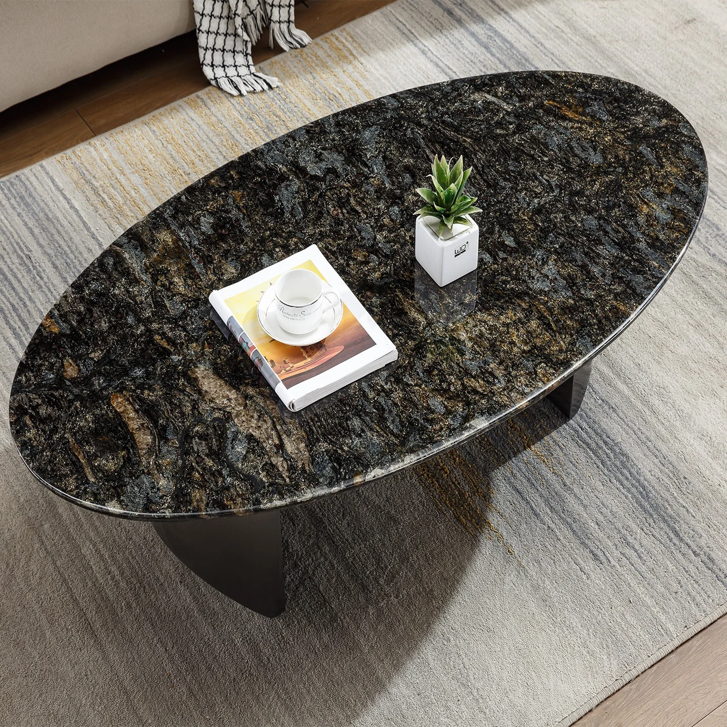 @#Light Luxury Design High End Minimalist Oval Stainless Steel Base Natural Marble Stone Coffee Table BTCT016 for Home or Hotel