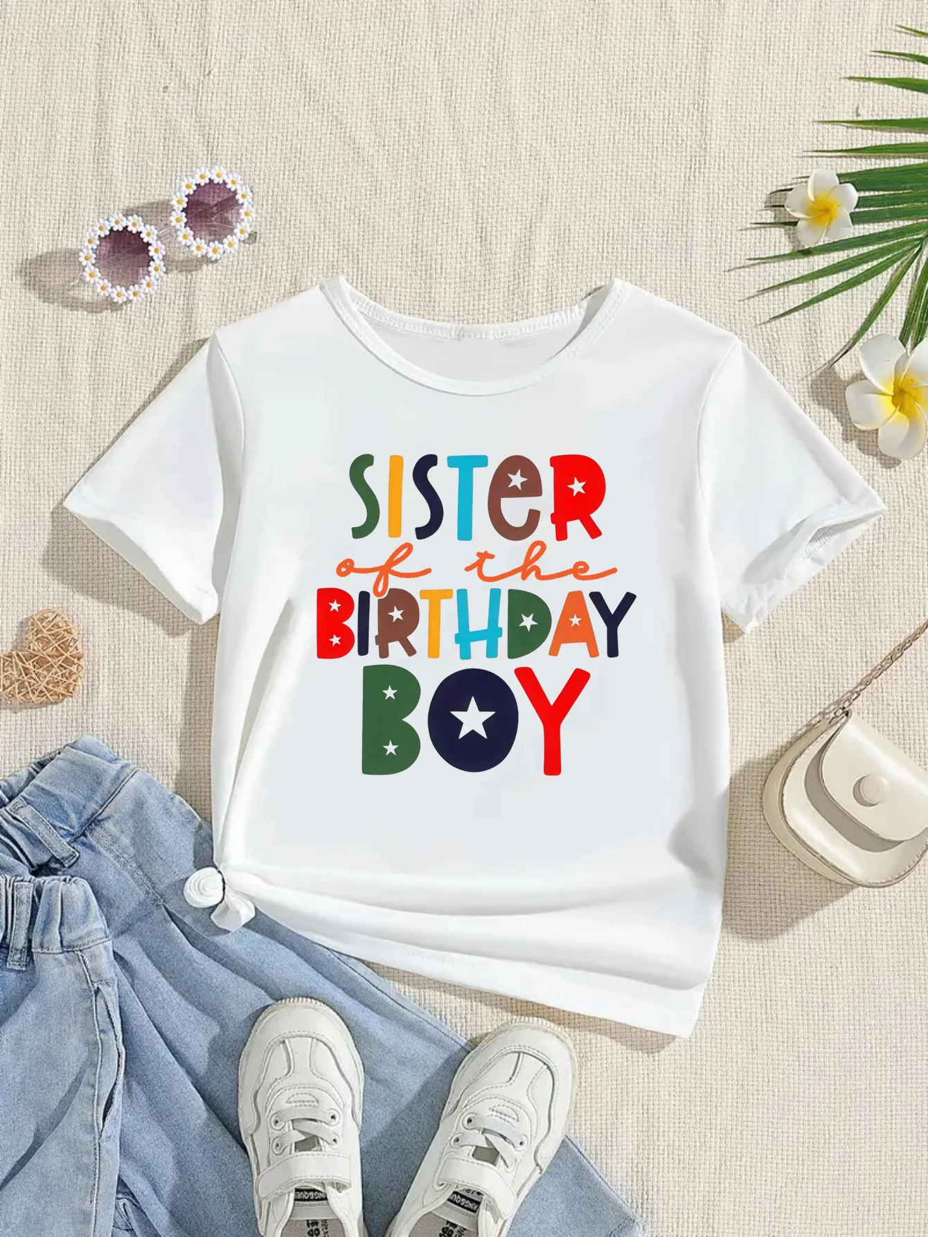 

Birthday Party T-Shirt Sister Of The Birthday Boy Letter Printed T Shirt Girls Kawaii Kids Clothes Summer Short Sleeve Shirt