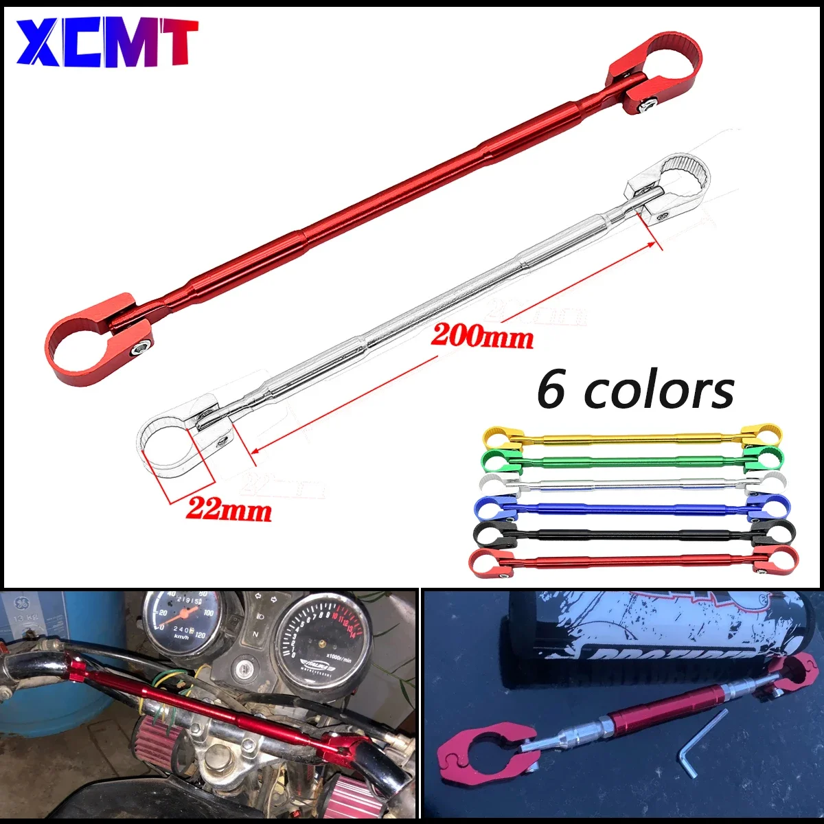 22mm Alloy Aluminum Motorcycle Handlebar Brace Crossbar Modified Strengthen Handle Bar Clamp Balance Beam Cross