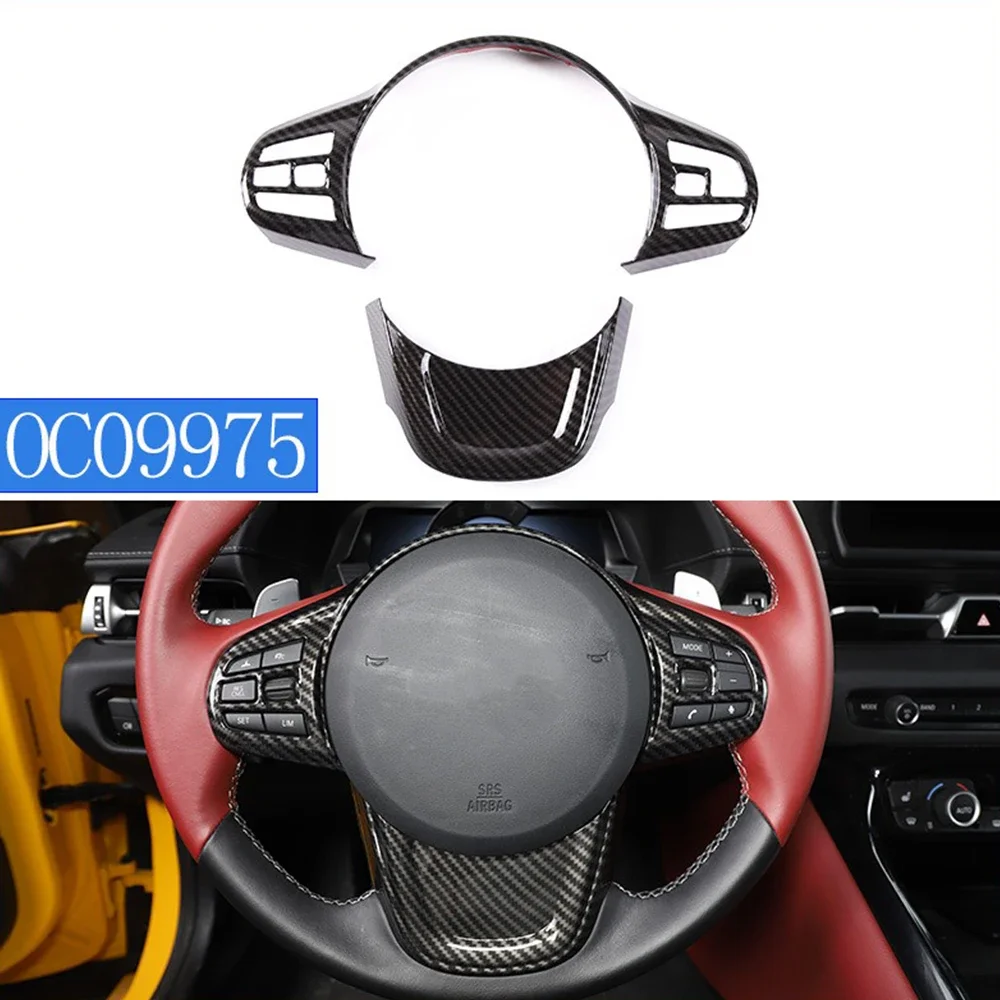 

ABS Car Steering Wheel Trim Cover Frame For Toyota GR Supra MK5 A90 A91 2019-2022 Sticker Car Accessories