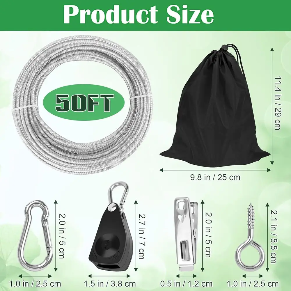 Portable Outdoor Heavy-Duty Retractable Clothesline with 10 Clips and Storage Bag