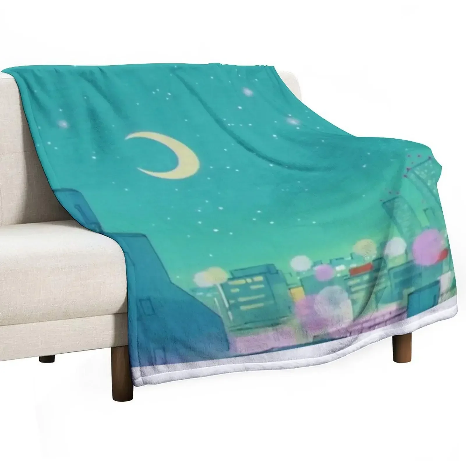 

90s Anime Moon in the Sky Wallpaper Throw Blanket Loose funny gift Blankets