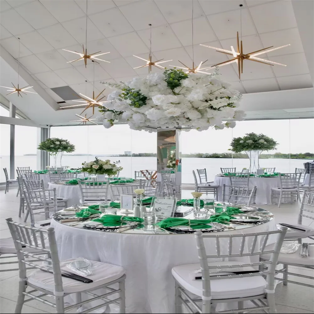 4 Pcs  Curlable Wedding Rounded Acrylic Mirror Table Tops For Party Table Centerpiece