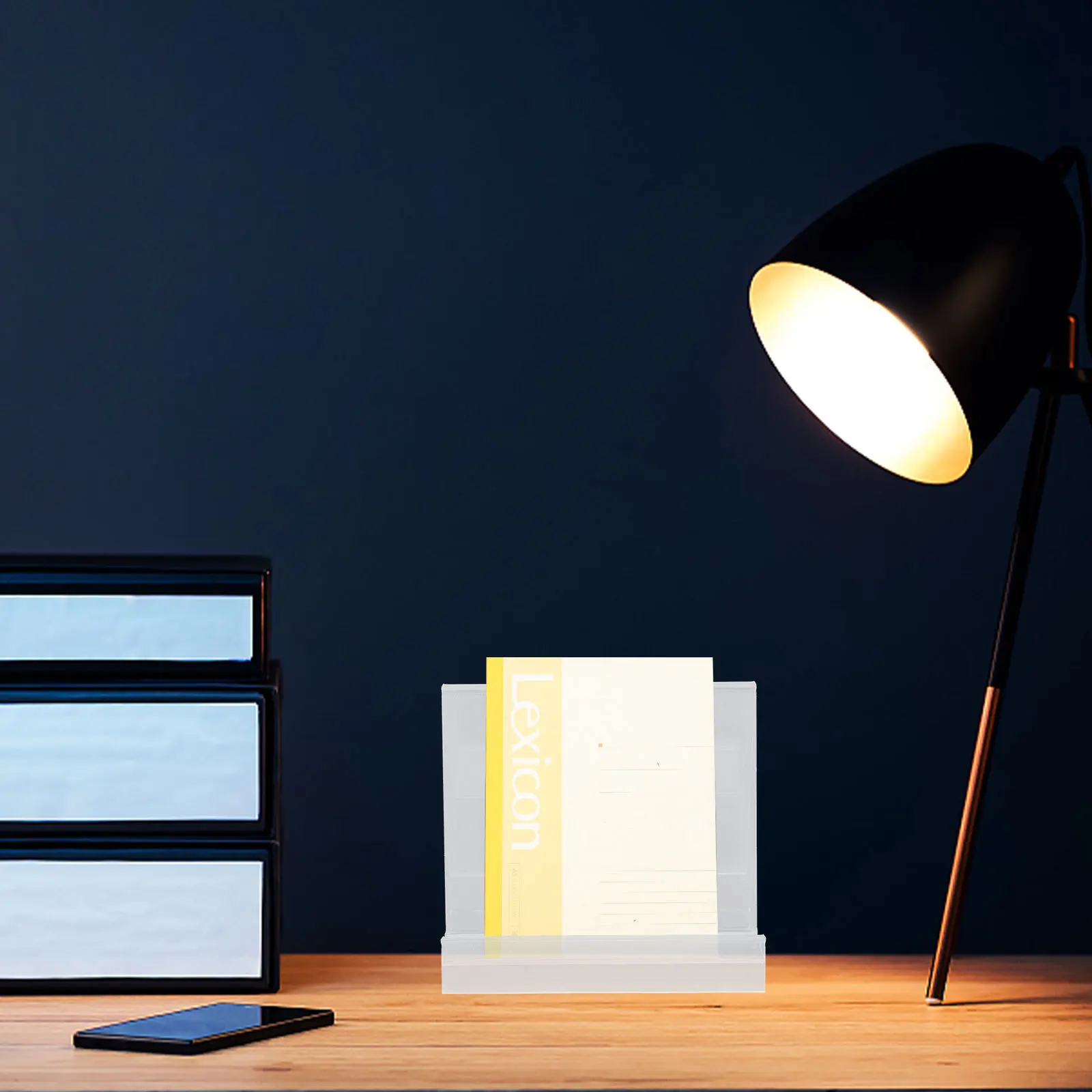 2 قطعة رف الكتب الاكريليك شفافة كتاب تقف حاملي الكتب سطح المكتب سجل رفوف العرض المنظم صور رف الكتب #3