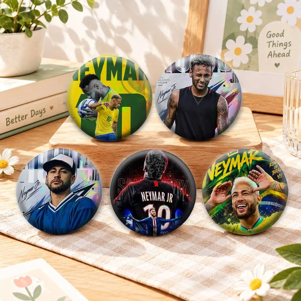 Brazilian Football N-Neymar Jr  Badges Creative Tinplate Button PinsBrooch Badge Clothes Backpack