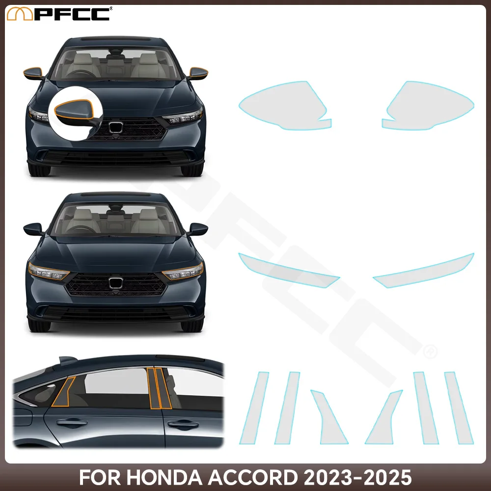 

Car Headlight Rearview B C Pillar TPU Paint Protection Film For Honda Accord 2023 2024 2025 Pre-cut PPF Clear Bra Anti-scratch