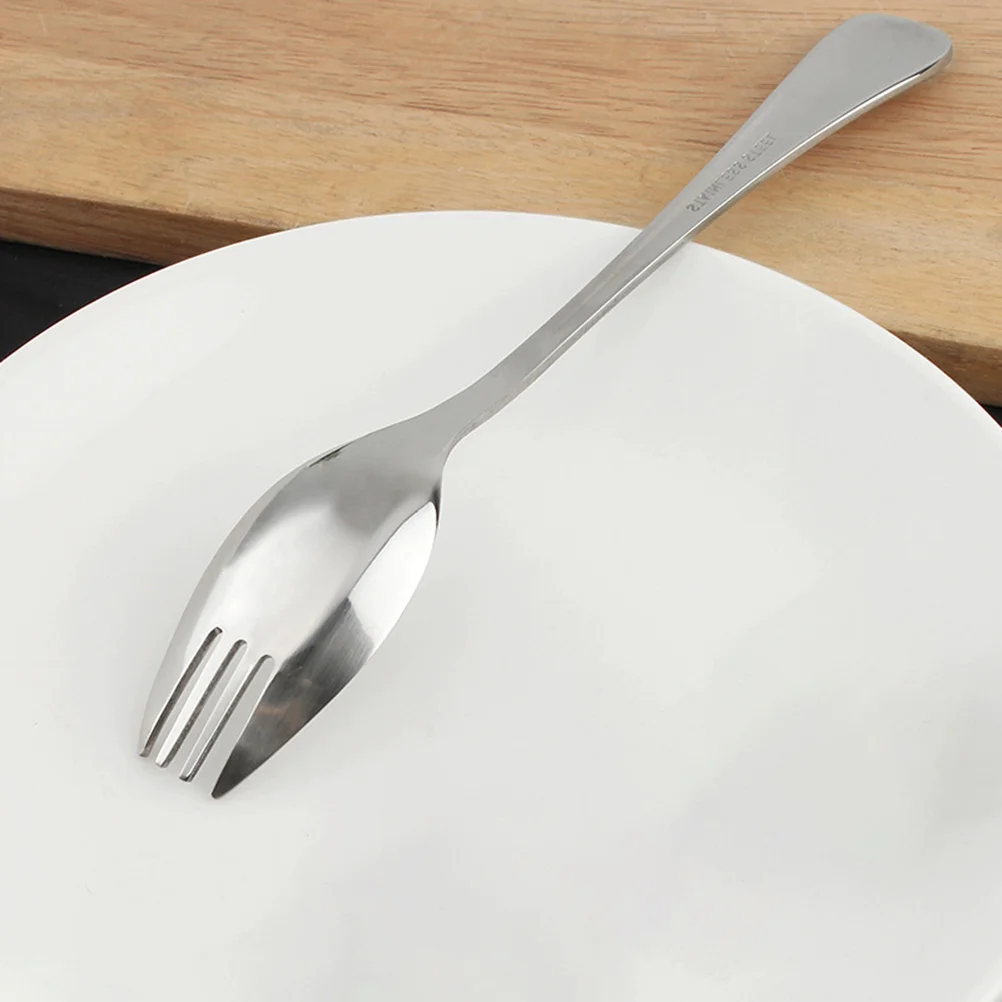 Utensils Dual Purpose Fork and Spoon Stainless Steel Sporks Instant Noodle Camping Dual-purpose Silver Picnic Salad Baby