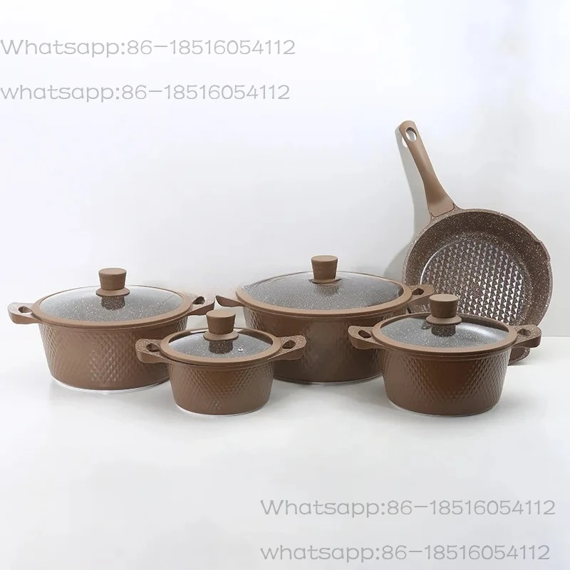 11 Piece Cooking Set Non-Stick Coating Cookware Sets Induction Compatible with Frying Pan Saucepan Pan Grill Pan Cooking Pots