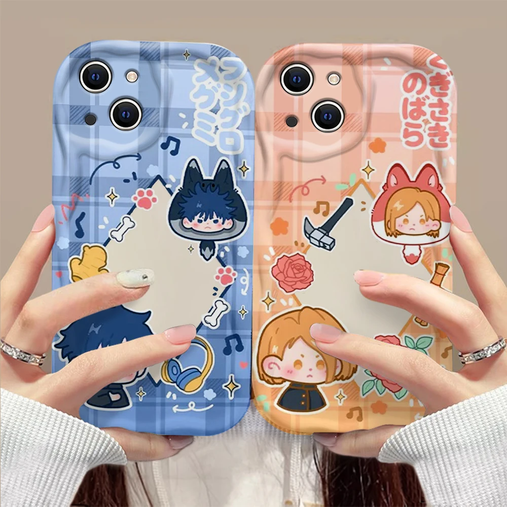 Cartoon Mini Jujutsu Kaisen 3D Wave Case For OPPO Realme 12 11 10 9 8 7 7i 6 5 Pro Plus C67 C55 C31 C35 C11 C12 C15 C20 C21Y