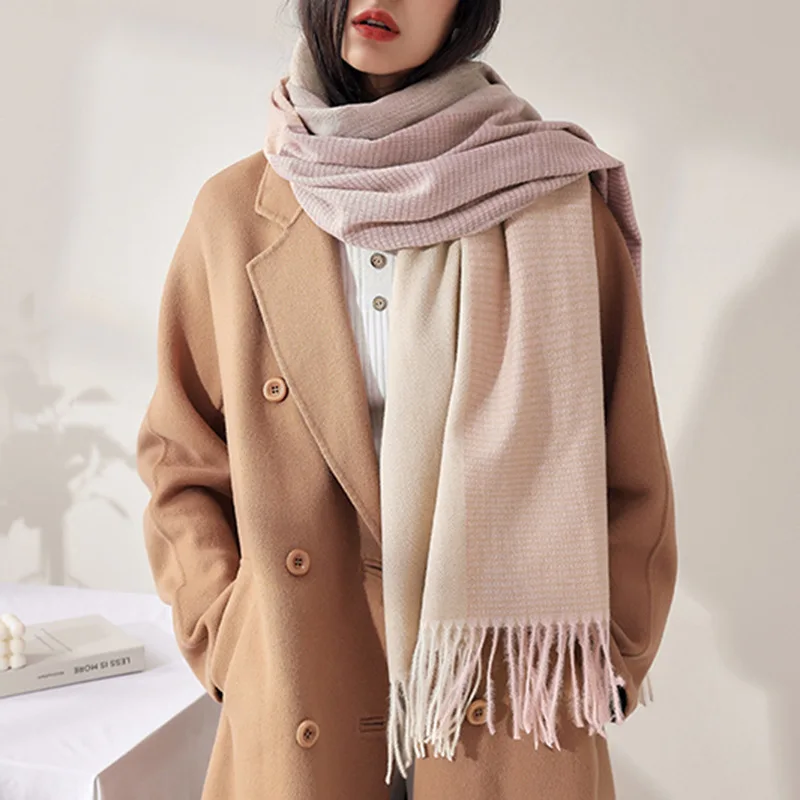 2024 Fashion 70*190cm Women Cashmere Pashmina Shawl Scarf with Tassel Warm Shawls and Wraps Head Scarves
