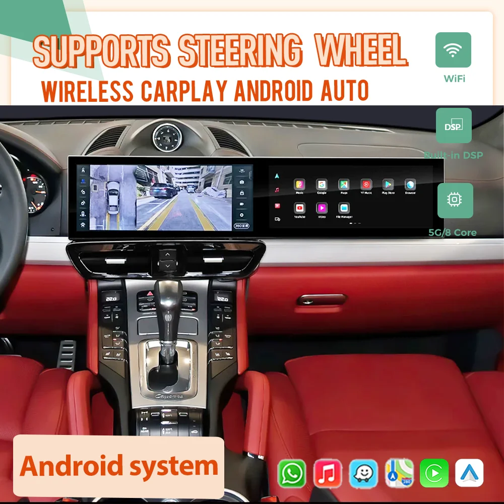 

Двойной экран 12,3 Carplay Android 13 для Porsche Cayenne 2010-2017 автомобильный GPS-навигатор мультимедийный плеер HeadUnit автомобильный радиоприемник