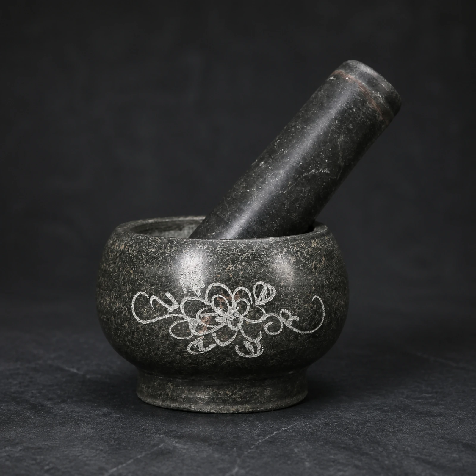 Chinese-Style Stone Mortar with Pestle Small Blue Stone Mortar with Pestle Kitchen Tool Manual Compact for Tea Enthusiasts