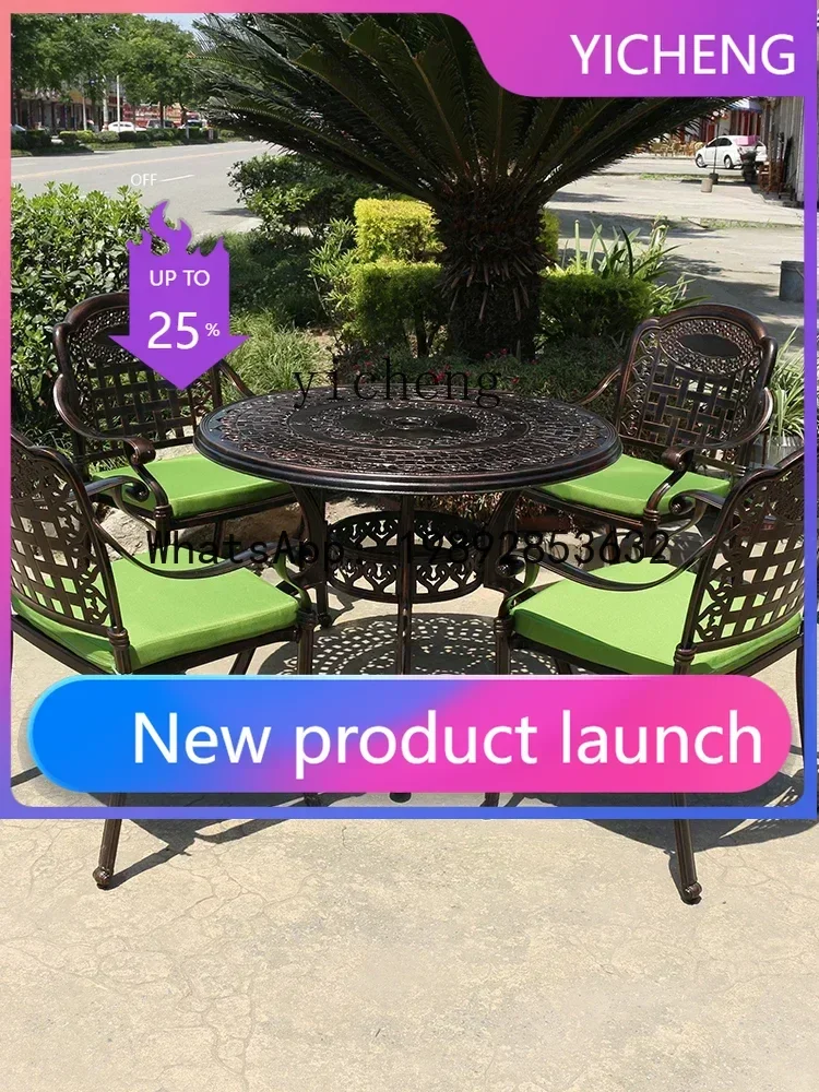 

cast aluminum outdoor tables and chairs courtyard three five-piece open-air balcony wrought iron outdoor villa garden