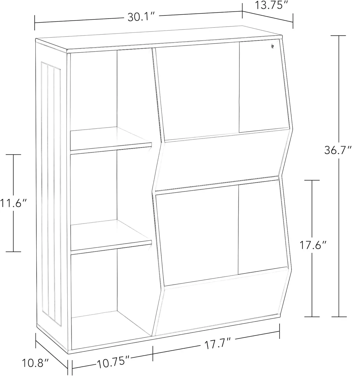 White Floor Storage Cabinet for Kids, 2-Veggie Bin, 3 Cubby