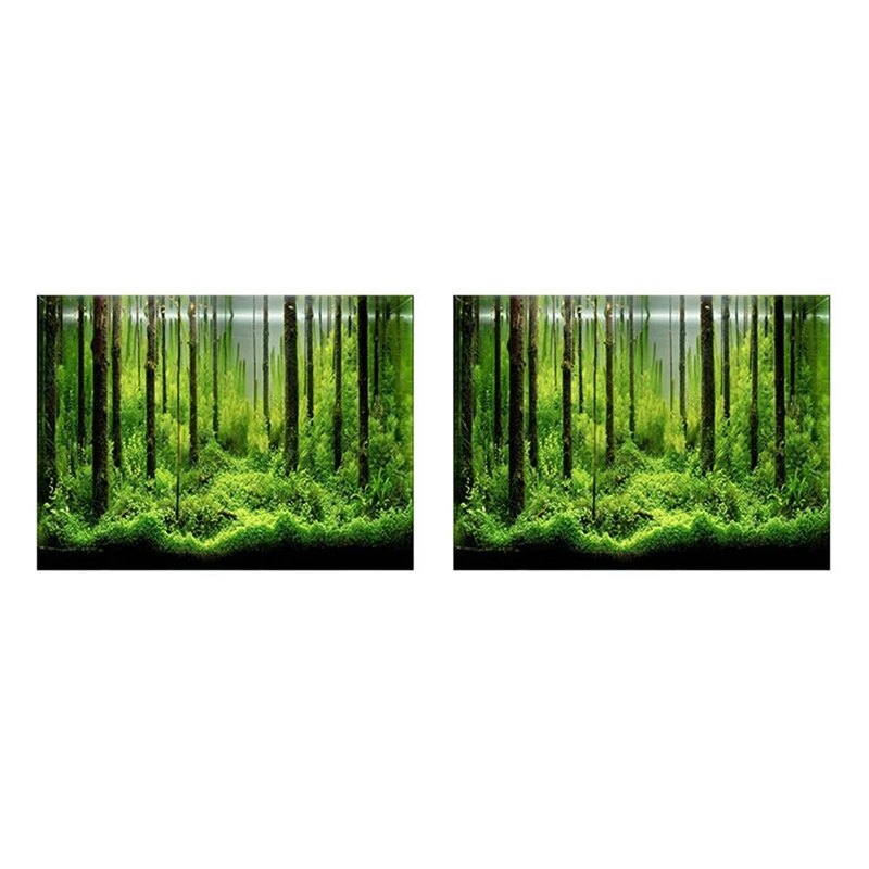 

2 Piece Adhesive Underwater Forest Background Poster Backdrop Decor Aper Underwater World Decorative Sticker Fish Tank Stickers