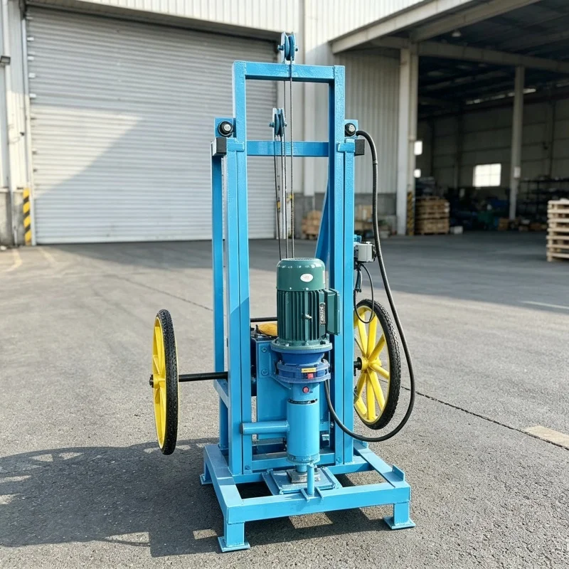 Customized Wheeled Hydraulic Water Well Drilling Rig, Household Drilling Equipment for Rural Soil and Sand Layer Drilling