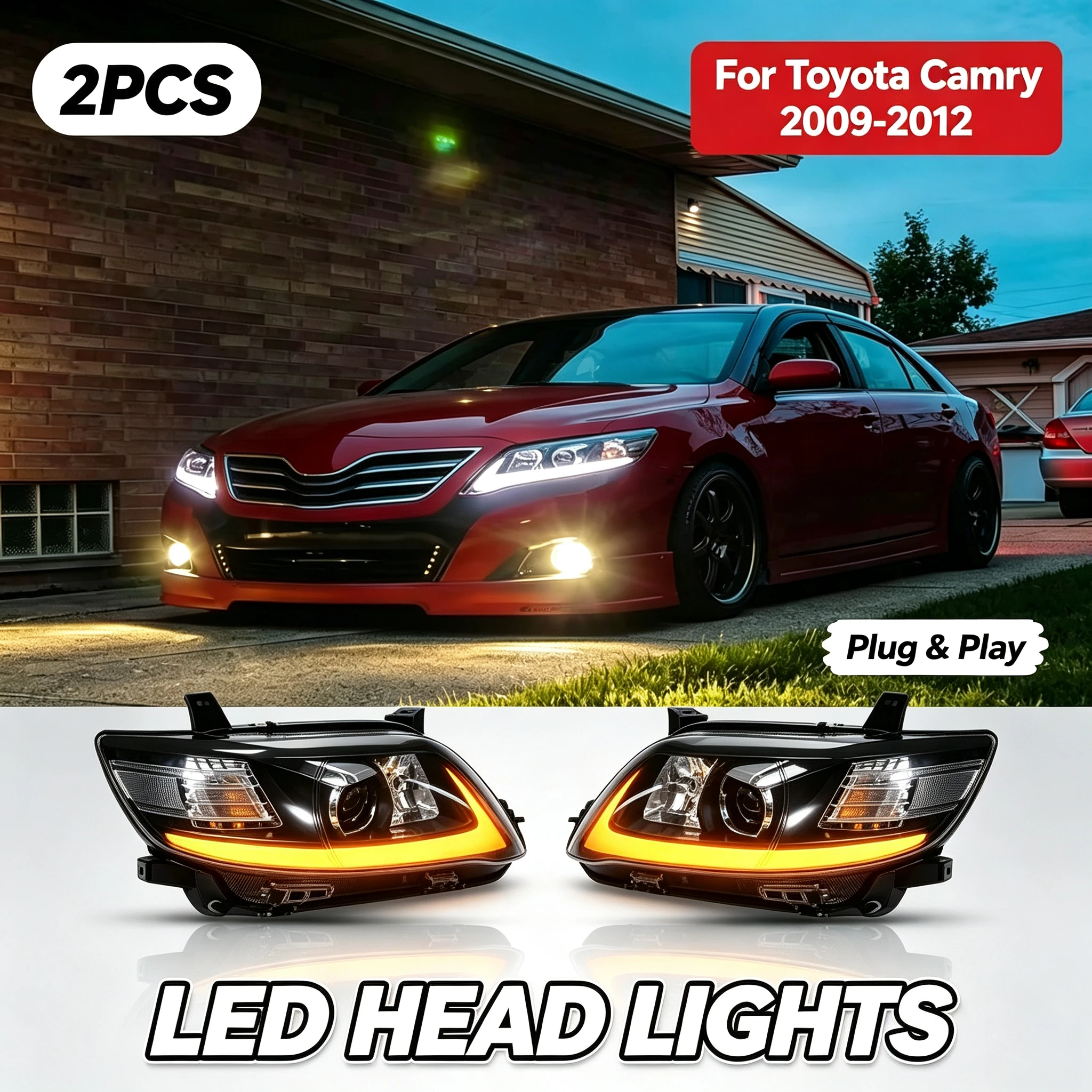 LED-Scheinwerfer mit sequenzieller Beleuchtung 2009 2010 2011 für Toyota Camry Scheinwerfer