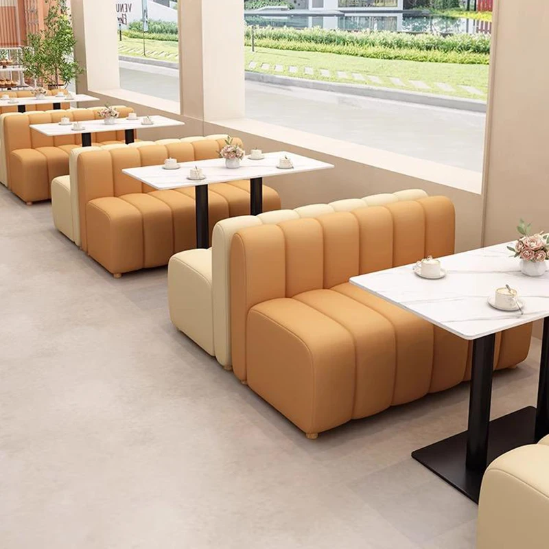 Customized Modern Leather Wall Mounted Booth Sofa and Table Chair Combination for Restaurant Furniture Commercial Use