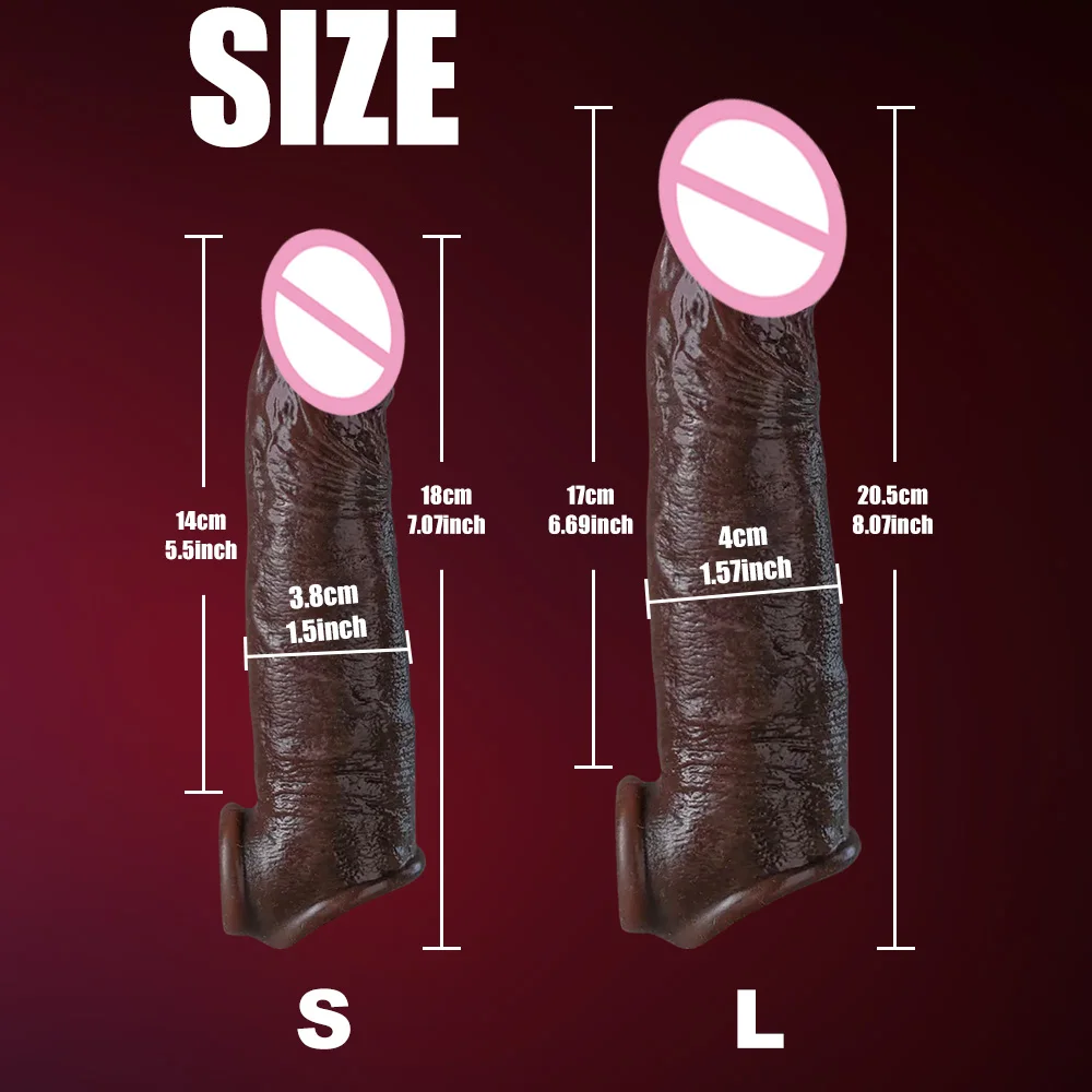Realistic Penis Sleeve Cock Man Sleeve Enlargement Penis Extender Dildo Sleeve Adult Sensual Adult Products Dick Ring Sex Toys view 3