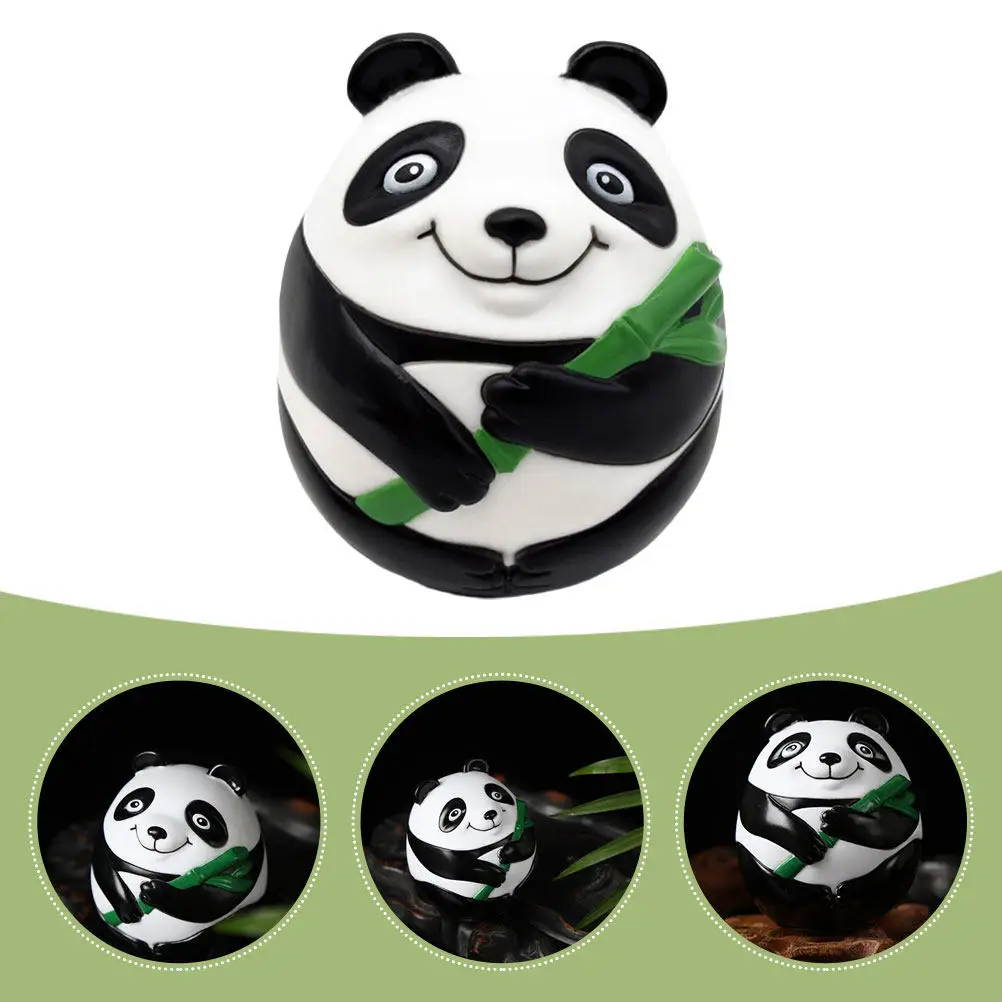 Panda Tumbler Vinyl Desktop Ornament Creative Cartoon Decoration Home Office Decor Adorable Animal Desktop Adornment