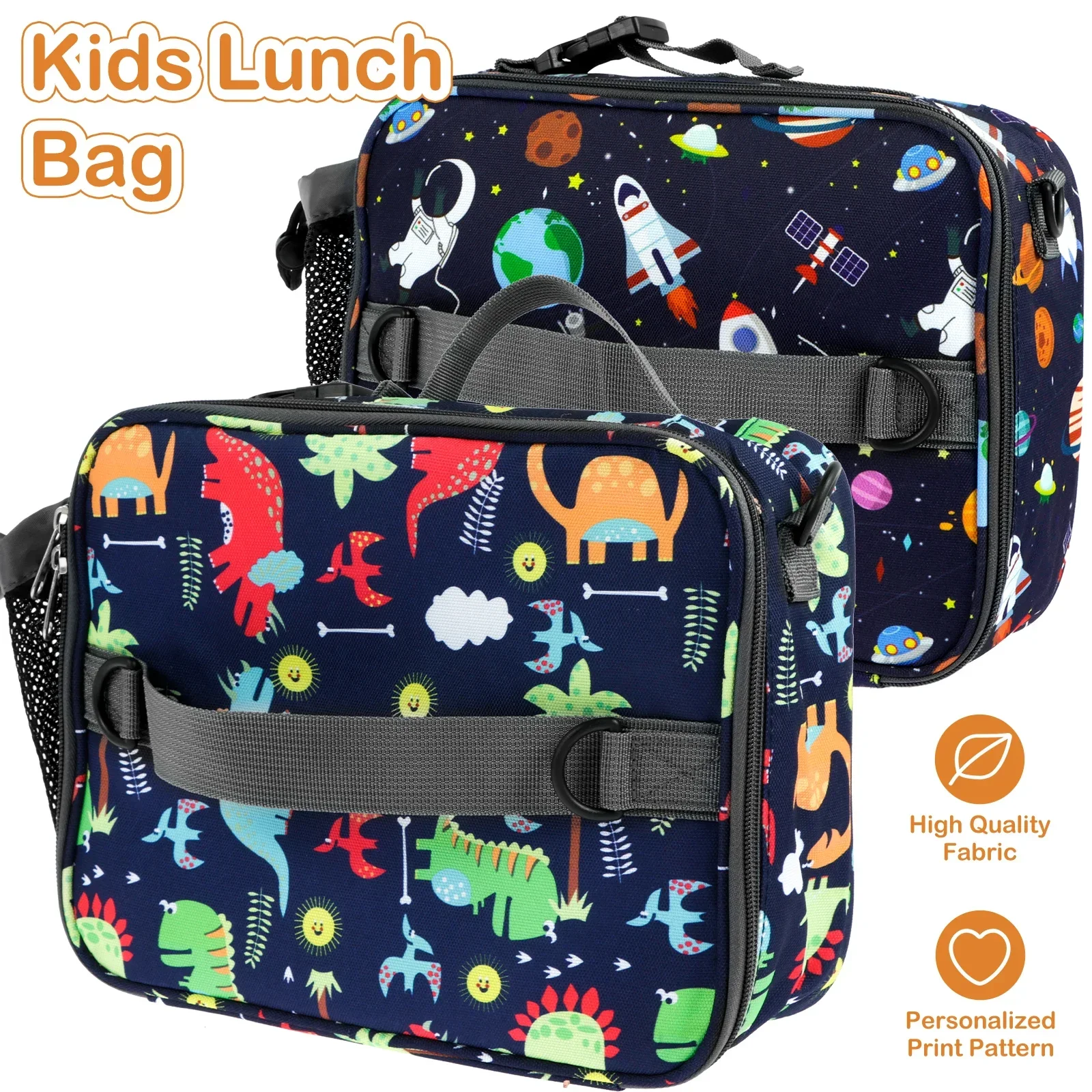 

Kids Lunch Bag with Handle Insulated Thermal Lunch Shouble Bag Cartoon School Lunch Bag Portable Waterproof Lunch Hand Bag