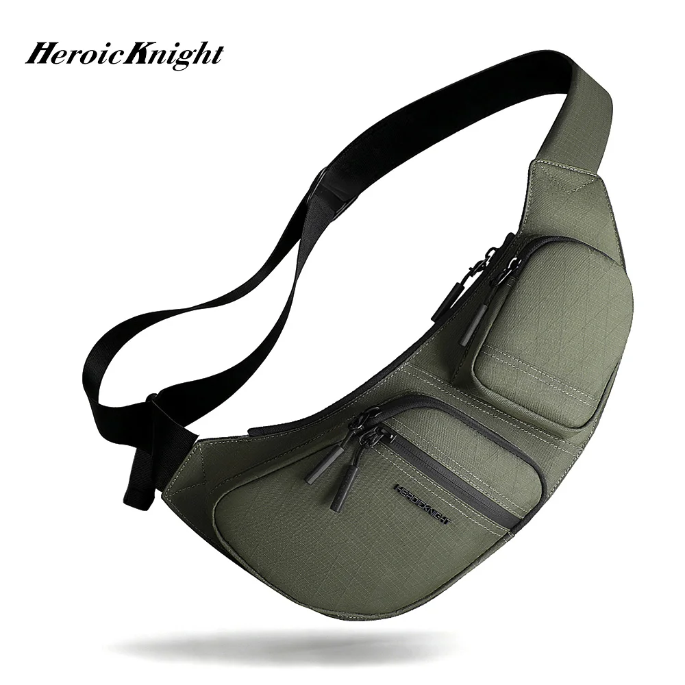 Heroic Knight Stylish Men Chest Bag Crossbody Sling Pack Multi-Pocket Outdoor Shoulder Bag Lightweight Running Storage Pack Male