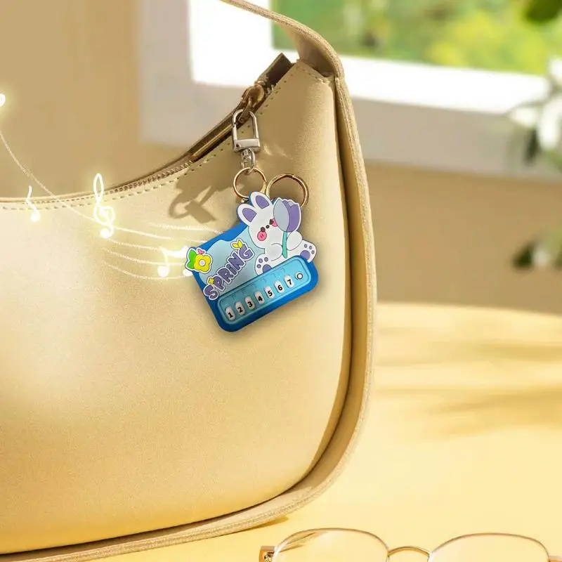 Small Piano Charm Keychain Pocket Piano Keyring Creative Purse Charm Tiny Musical Electronic Keyboard Keyring With LED Lights