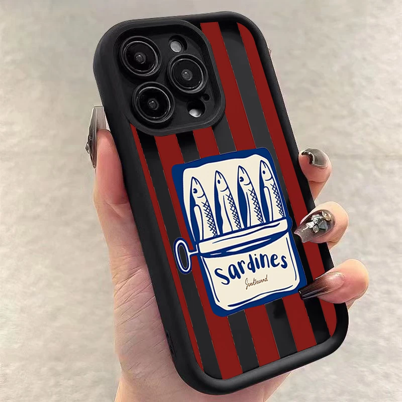 Funny Sardine Fish Striped Phone Case For Case For Samsung Galaxy A55 A54 A53 A35 A15 A25 5G S24 S25 22 21 Ultra S23 FE Cover