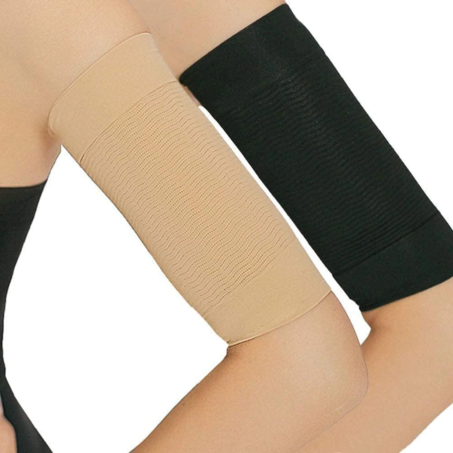 Revolutionary, Comfortable, and Stylish Beige and Black Women's Slimming Arm Shapers - Definitive Compression Wrap Sleeve for In