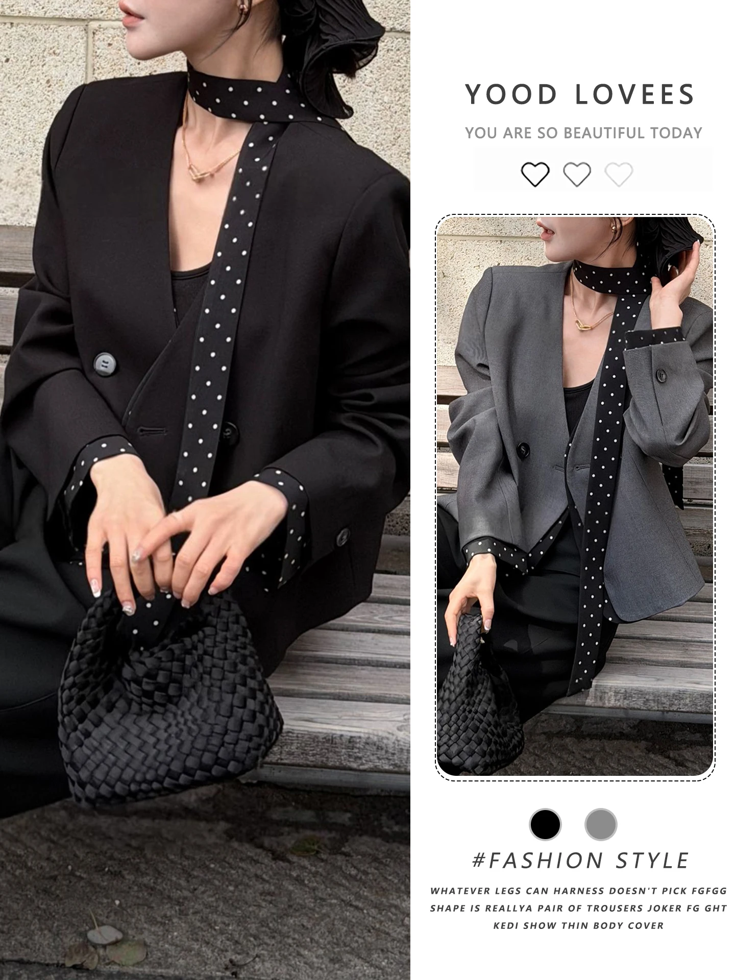 

Корейский стиль: новый модный женский костюм с лоскутным узором в горошек и поясом, весна-осень, антивозрастная верхняя одежда, трендовый стиль для повседневной носки