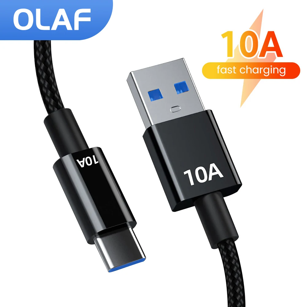 Olaf 120W 10A USB Type C Cable Fast Charging USB A To Type C Data Cable For Huawei Honor Xiaomi Type C USB C Braided Cable Wire