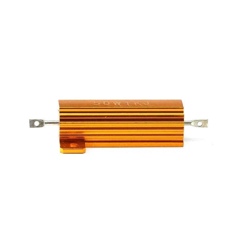 5PCS RX24-50W Gold Aluminum Shell High Power Resistor 0.1R0.5R 2R3R4R5R10R50R100R200 ohms