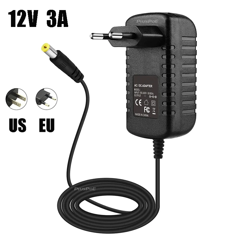 Универсальный источник питания 12 В 3 А AC/DC 100 В-240 В адаптер преобразователя постоянного тока 12 В 3000 мА зарядное устройство для камеры видеонаблюдения светодиодная зажигалка