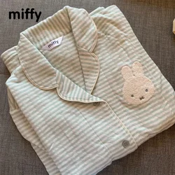 Kawaii Miffy Cute Homewear New Sweet Style Pajamas Cardigan Pajamas Set Long Sleeve Set Christmas Gift