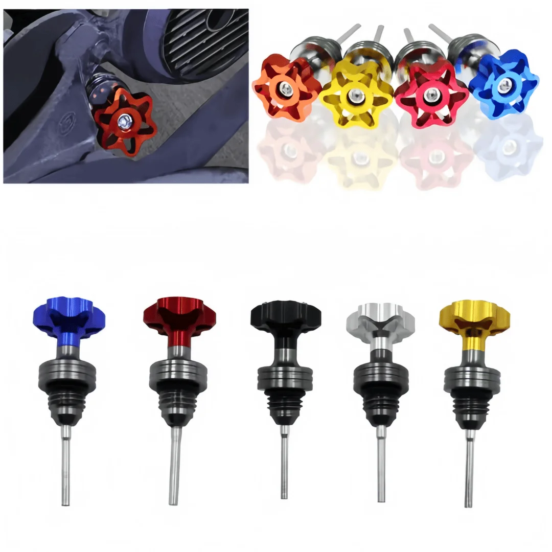 1pcs Aluminum Motorcycle Engine Oil Dipstick Filler Cap Plug Crankcase Oil Level Gauge For Scooter Universal Parts Accessories