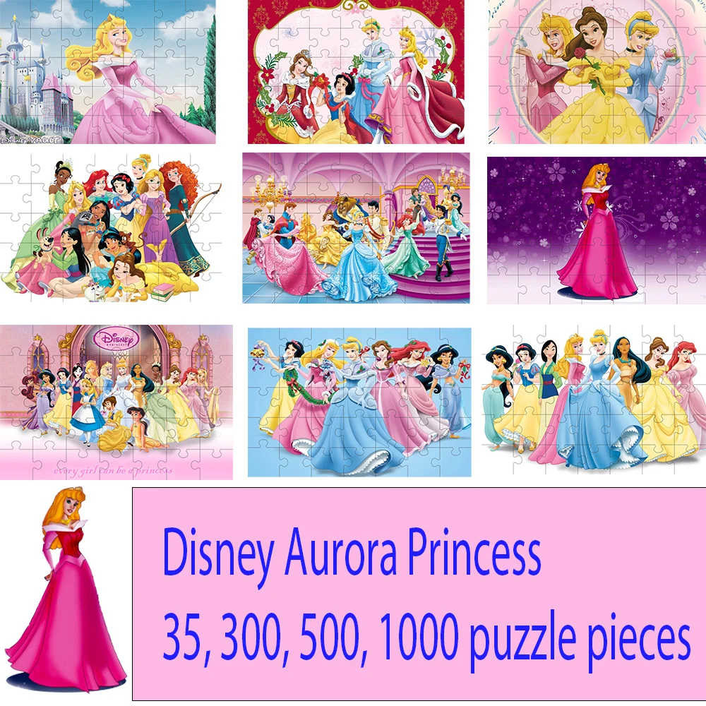 Disney Aurora Princess 35/300/500/1000 piece puzzle wooden onePiece Puzzles for Adults childrenEducational Toys Gifts