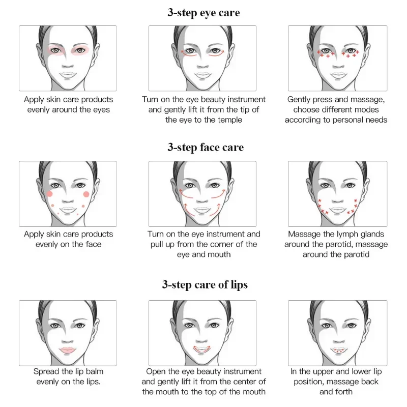 Ion Eye Massage Stick 42 Heating To Eliminate Eye Bags, Puffiness, Dark Circles, Facial Skin Care, Anti-wrinkle and Rechargeable