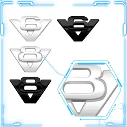 Universal Car Metal Sticker V6 V8 Logo Car Side Fender Rear Trunk Emblem Badge Sticker Car Styling Accessories